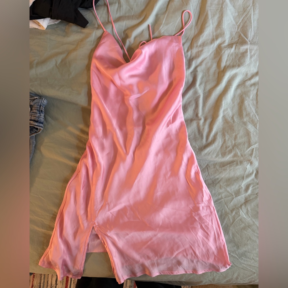Elegant Pink Satin Slip Dress